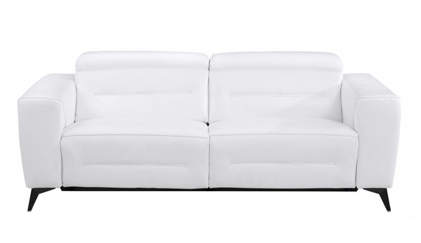 83" White Italian Leather Reclining Sofa 482210 By Homeroots