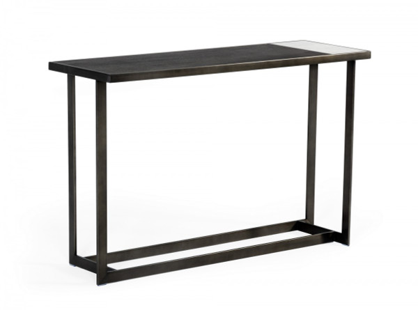 Asymmetrical 47" Antiqued Bronze Grey And Ceramic Console Table 482240 By Homeroots