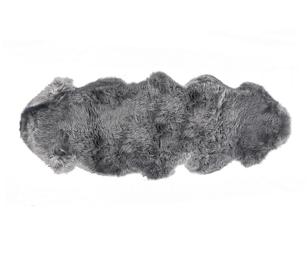 2' X 6' Dark Gray New Zealand Lambs Wool Handmade Area Rug 482895 By Homeroots