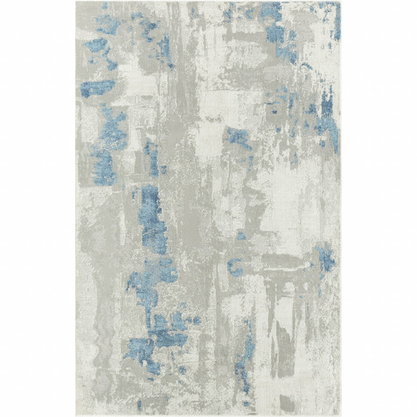 2' X 3' Ivory Gray And Blue Abstract Stain Resistant Area Rug 483030 By Homeroots