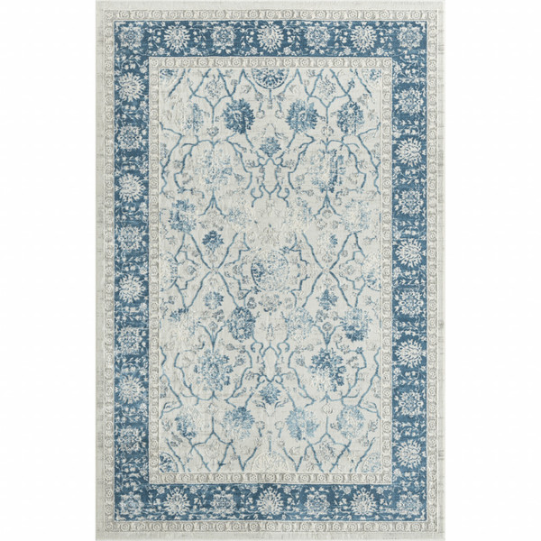 2' X 3' Blue Gray And Ivory Floral Stain Resistant Area Rug 483042 By Homeroots