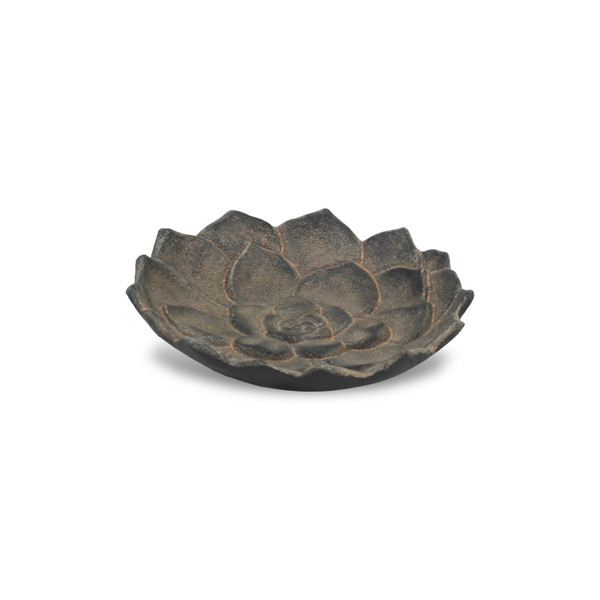 6" Black Lotus Flower Metal Handmade Tray 483144 By Homeroots