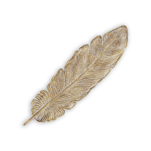 18" Gold Feather Metal Handmade Tray 483148 By Homeroots