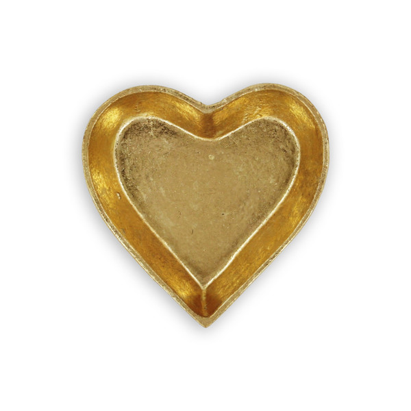 7" Gold Heart Metal Handmade Tray 483152 By Homeroots