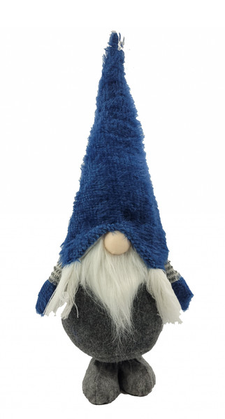 27" Blue And Gray Fabric Standing Gnome 483522 By Homeroots