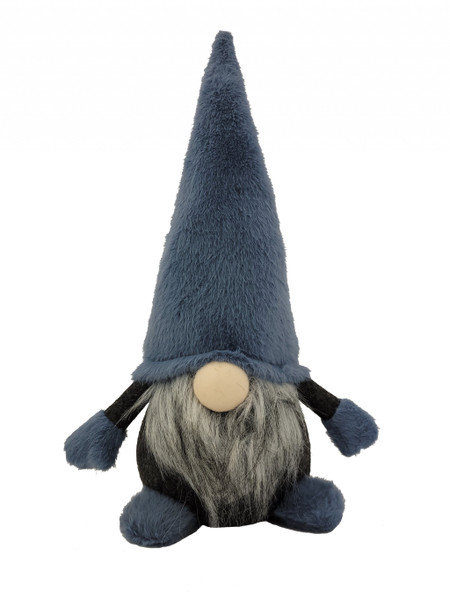 18" Slate Blue And Gray Fabric Standing Gnome Sculpture 483537 By Homeroots