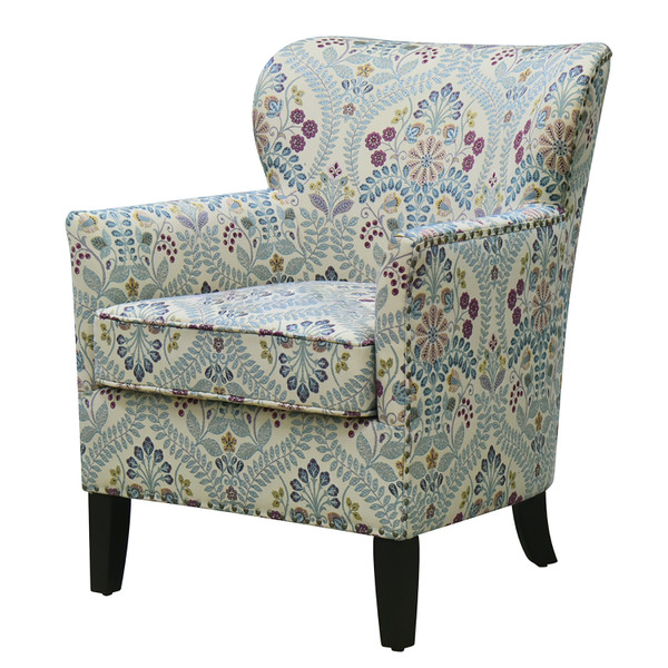 29" Blue Cream And Brown Polyester Blend Floral Arm Chair 483768 By Homeroots