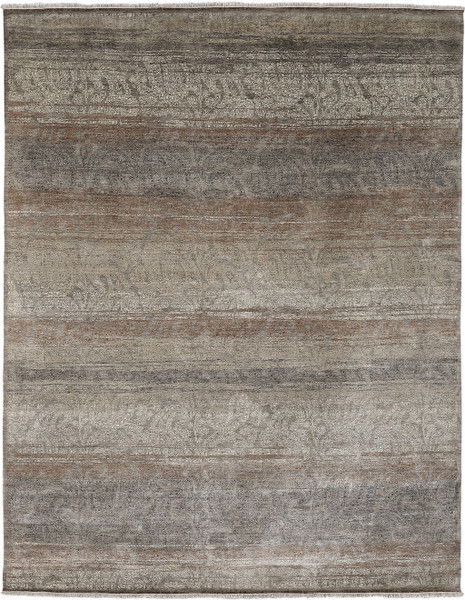 8' X 10' Tan Gold And Gray Paisley Hand Knotted Distressed Area Rug With Fringe 484644 By Homeroots