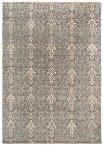 8' X 10' Gray Pearl Wool Damask Handmade Area Rug 484649 By Homeroots