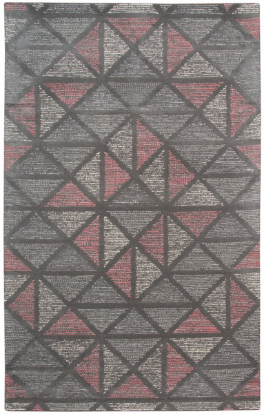 8' X 11' Pink And Gray New Zealand Lambs Wool Geometric Tufted Area Rug 484658 By Homeroots