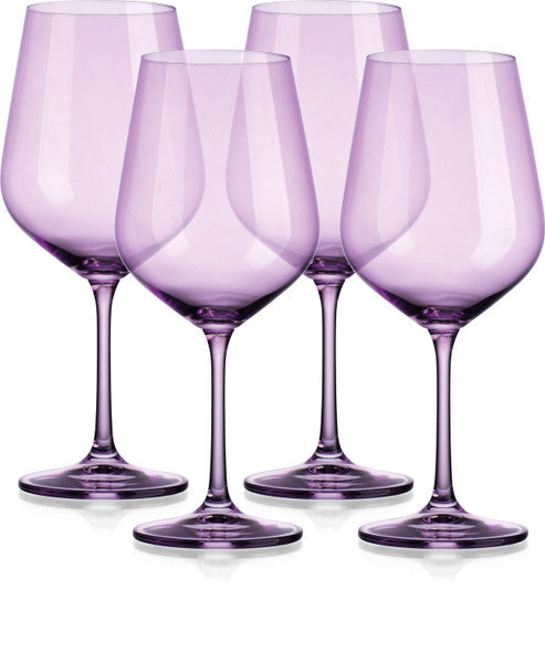 Set Of Four Translucent Purple Large Wine Glasses 485156 By Homeroots