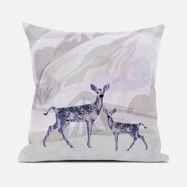 18X18 Beigeblack Purple Brown Deer Blown Seam Broadcloth Animal Print Throw Pillow 485279 By Homeroots