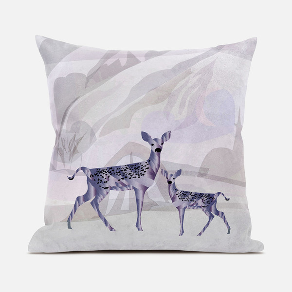 26X26 Beigeblack Purple Brown Deer Blown Seam Broadcloth Animal Print Throw Pillow 485281 By Homeroots