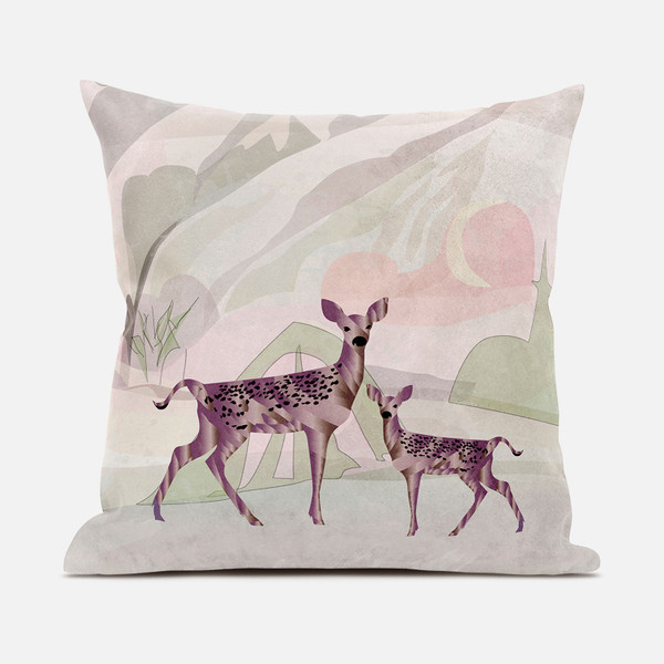 20X20 Black Pink Deer Blown Seam Broadcloth Animal Print Throw Pillow 485285 By Homeroots