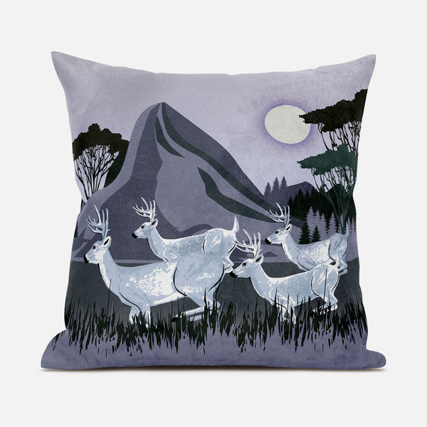 18X18 White Muted Purple Deer Blown Seam Broadcloth Animal Print Throw Pillow 485309 By Homeroots