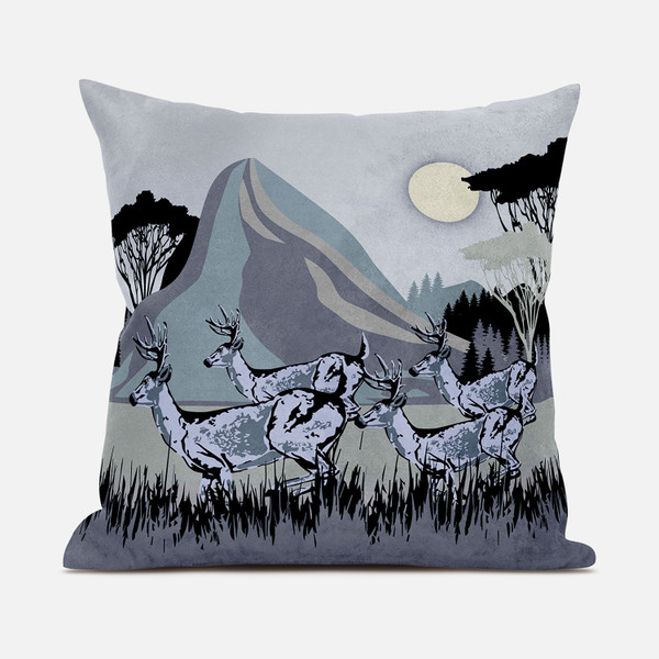 18X18 Black Gray Deer Blown Seam Broadcloth Animal Print Throw Pillow 485319 By Homeroots