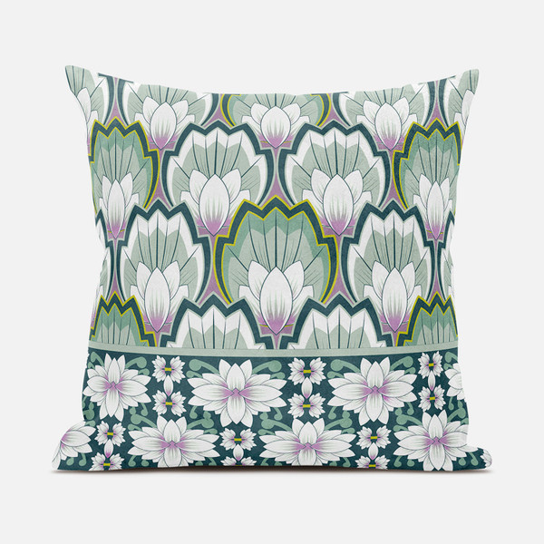 18X18 Green Pink Blown Seam Broadcloth Floral Throw Pillow 485344 By Homeroots