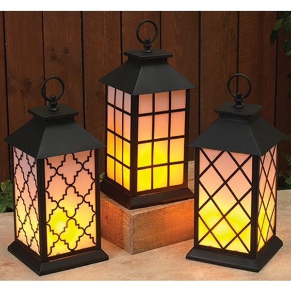 Fireglow Flicker Lantern Assorted Set Of 3 G2408060 By CWI Gifts