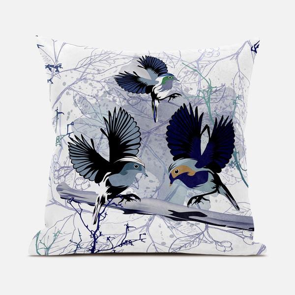 16X16 Black White Bird Blown Seam Broadcloth Animal Print Throw Pillow 485554 By Homeroots