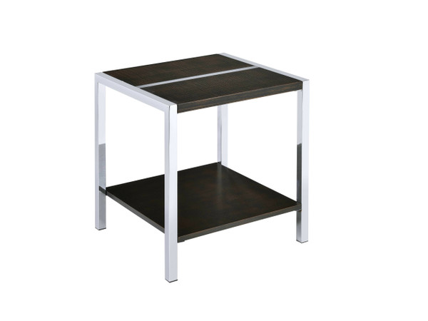 24" Chrome And Espresso Manufactured Wood And Metal Square End Table With Shelf 486373 By Homeroots