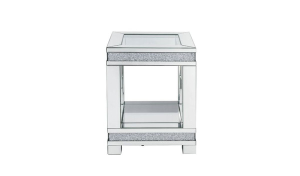 24" Clear Glass And Manufactured Wood Square End Table With Shelf 486406 By Homeroots
