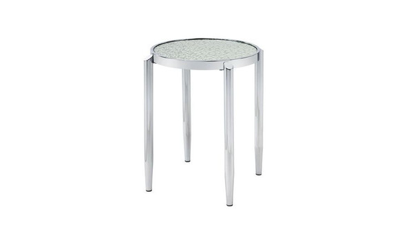 25" Silver Mirrored And Metal Round End Table 486411 By Homeroots