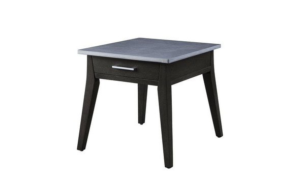 24" Dark Brown And Gray Sintered Stone Manufactured Wood Rectangular End Table With Drawer 486413 By Homeroots