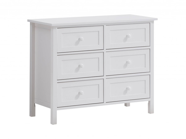39" White Manufactured Wood Six Drawer Standard Dresser 486526 By Homeroots
