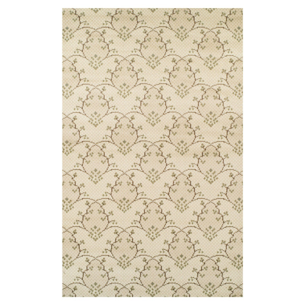 4' X 6' Beige Green And Brown Floral Vines Stain Resistant Area Rug 486604 By Homeroots