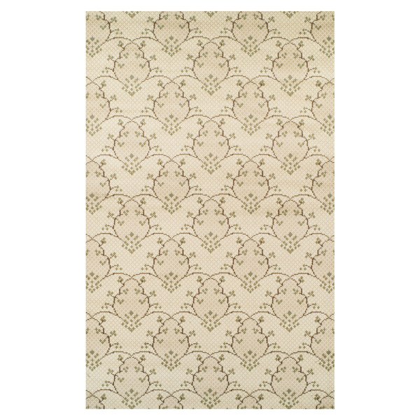 8' X 10' Beige Green And Brown Floral Vines Stain Resistant Area Rug 486606 By Homeroots