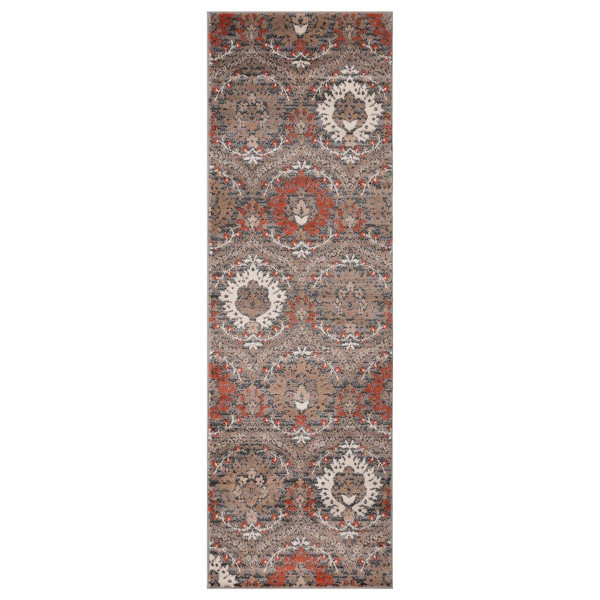 8' Runner Rust Floral Stain Resistant Runner Rug 486686 By Homeroots