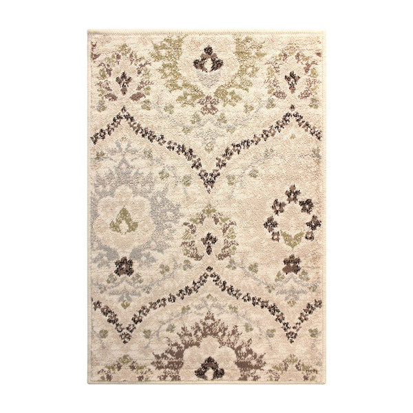 2' X 3' Ivory Gray And Olive Floral Stain Resistant Area Rug 486688 By Homeroots