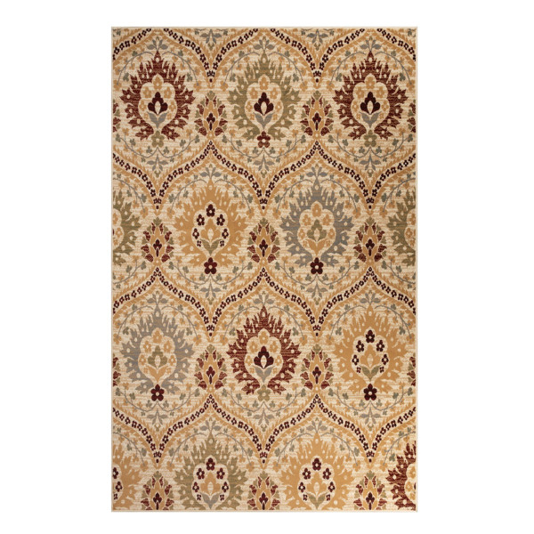 4' X 6' Camel Gray And Rust Floral Stain Resistant Area Rug 486694 By Homeroots