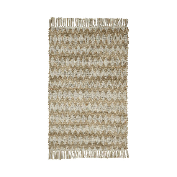 2' X 3' Cream Chevron Hand Woven Stain Resistant Area Rug With Fringe 486808 By Homeroots