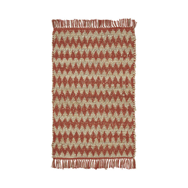 2' X 3' Terracotta Chevron Hand Woven Stain Resistant Area Rug With Fringe 486812 By Homeroots