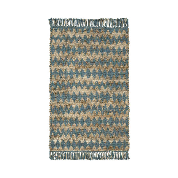 2' X 3' Teal Chevron Hand Woven Stain Resistant Area Rug With Fringe 486813 By Homeroots