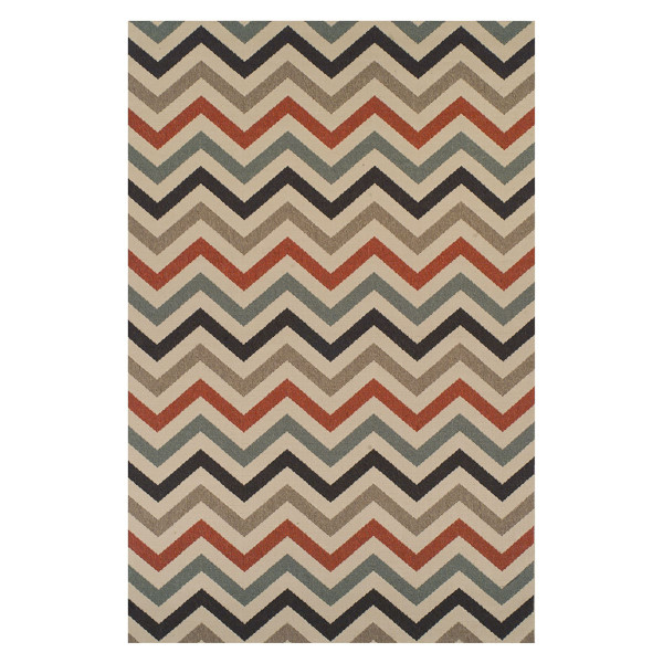 8' X 10' Stone Chevron Power Loom Stain Resistant Area Rug With Fringe 486829 By Homeroots