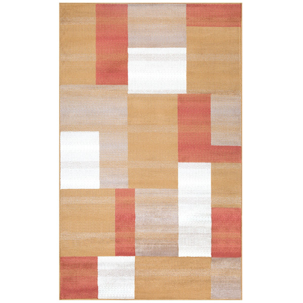 2' X 3' Terra Cotta Patchwork Power Loom Stain Resistant Area Rug 486840 By Homeroots