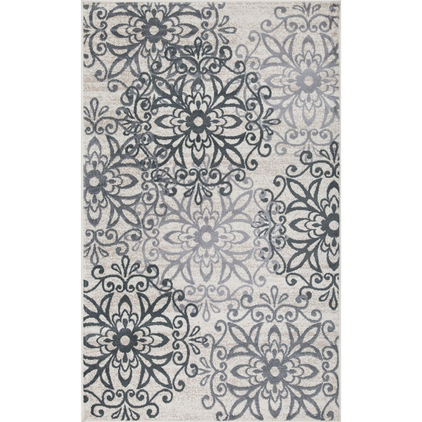 8' X 10' Oatmeal And Gray Medallion Power Loom Stain Resistant Area Rug 486946 By Homeroots