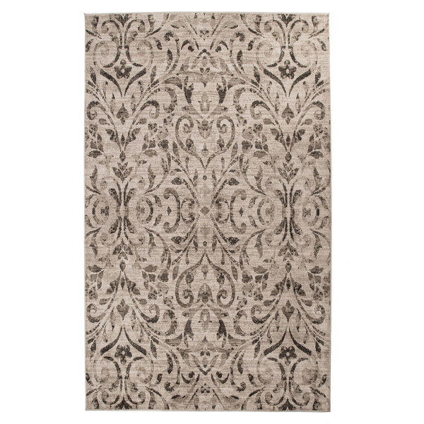 8' X 10' Bronze Floral Vines Power Loom Stain Resistant Area Rug 486955 By Homeroots