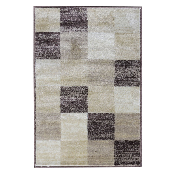 2' X 3' Beige Geometric Power Loom Stain Resistant Area Rug 487026 By Homeroots