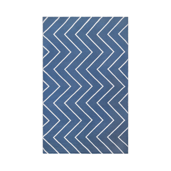 3' X 5' Navy Blue Waves Stain Resistant Indoor Outdoor Area Rug 487040 By Homeroots