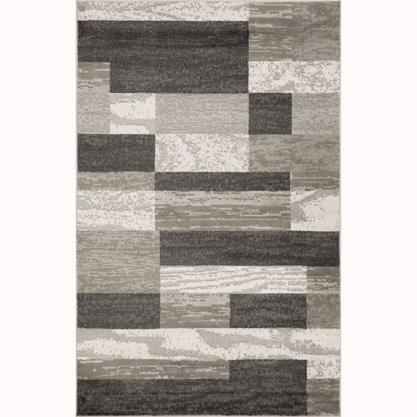 8' X 10' Charcoal Patchwork Power Loom Stain Resistant Area Rug 487111 By Homeroots