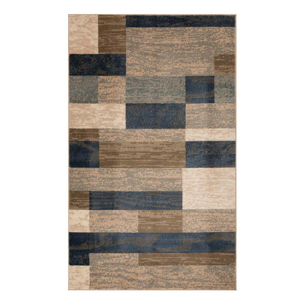 8' X 10' Midnight Navy Patchwork Power Loom Stain Resistant Area Rug 487114 By Homeroots