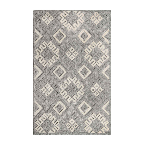 6' X 9' Grey Geometric Stain Resistant Non Skid Indoor Outdoor Area Rug 487137 By Homeroots