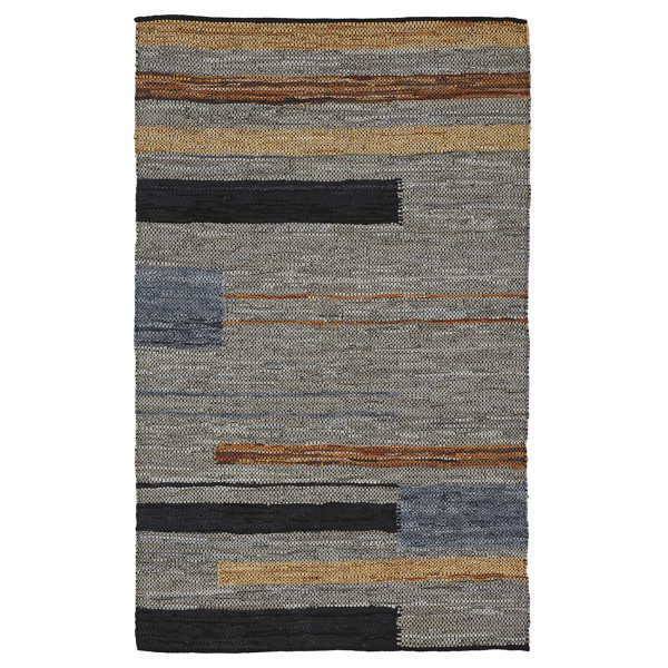 8' X 10' Grey Striped Hand Woven Stain Resistant Area Rug 487327 By Homeroots
