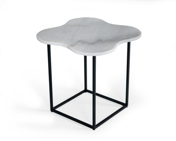 15" Black And White Marble Free Form End Table 487350 By Homeroots