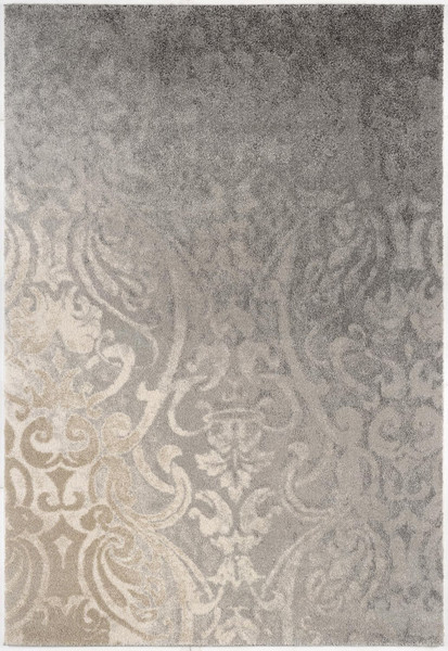 4' X 6' Grey Damask Power Loom Stain Resistant Area Rug 487552 By Homeroots