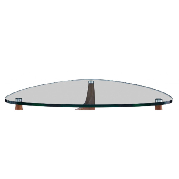 38" Walnut And Clear Glass Triangle Coffee Table 488469 By Homeroots