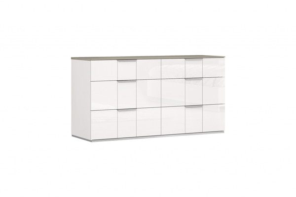 57" White Manufactured Wood Six Drawer Double Dresser 488506 By Homeroots